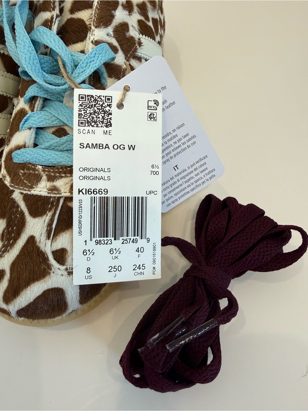 NWT adidas Samba OG Giraffe Print Cow Fur Leather Women’s 8 Sneakers Streetwear - Picture 6 of 7